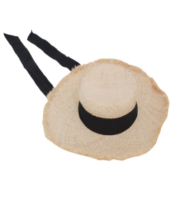 Summer  Straw Hat with Black Cotton Ribbon HA320013 LTAUPE